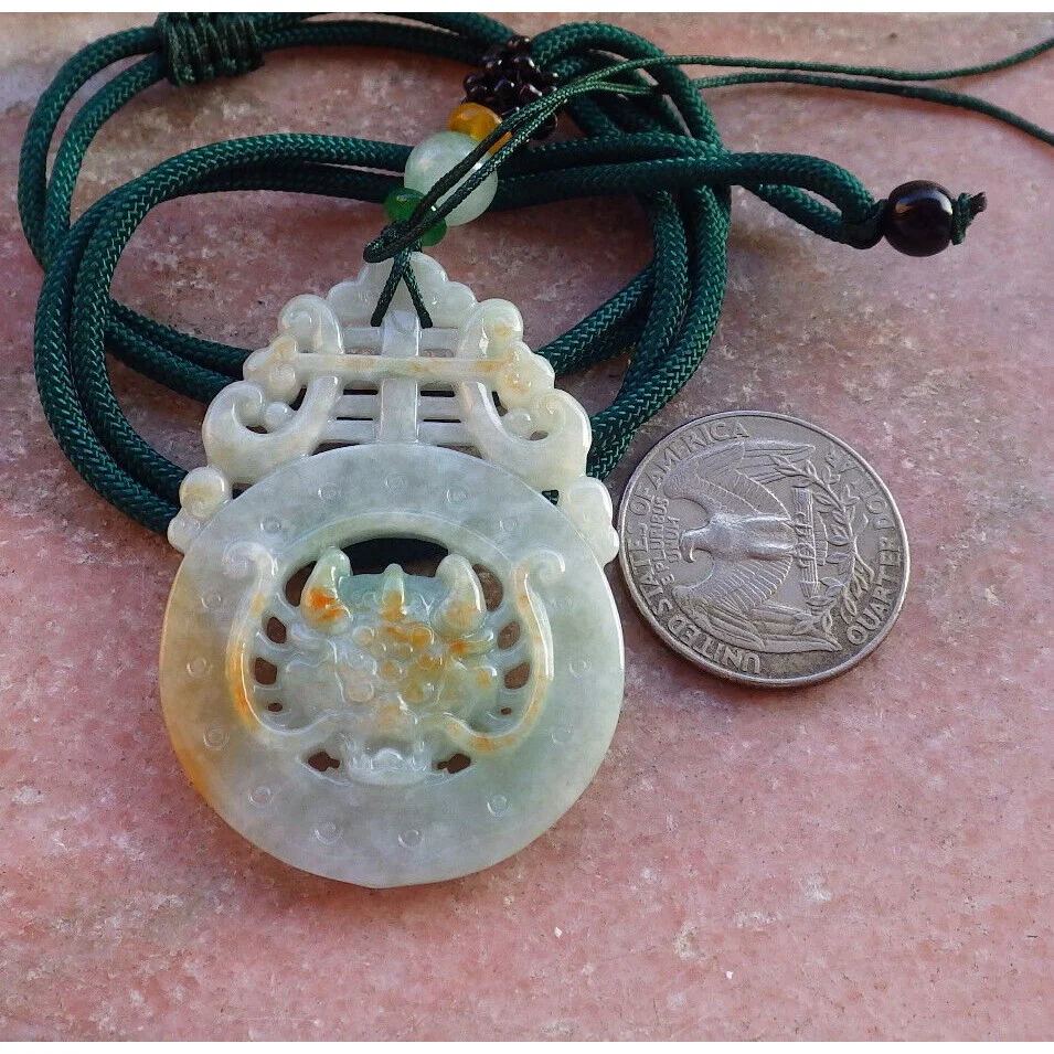 Certified Green Red Burma Natural A Jade Jadeite Pendant Dragon Longevity Necklace - Image 4