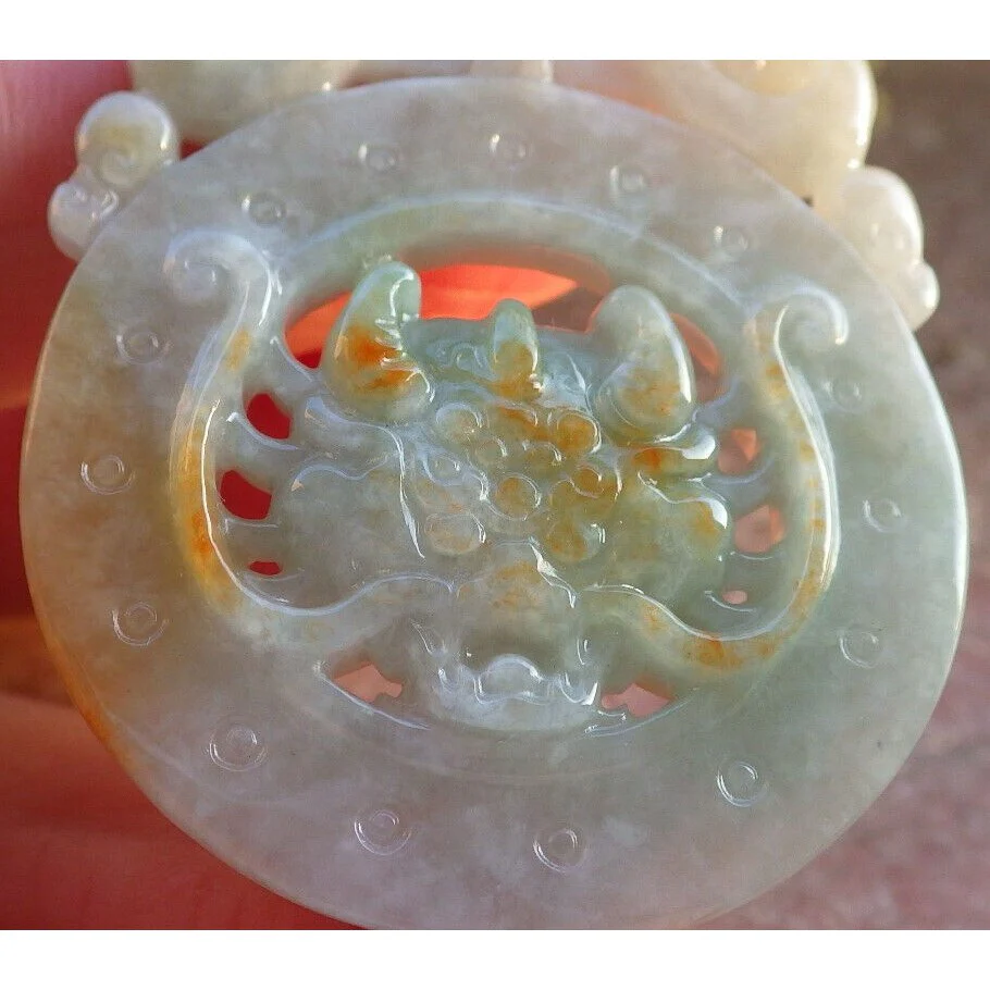 Certified Green Red Burma Natural A Jade Jadeite Pendant Dragon Longevity Necklace - Image 6