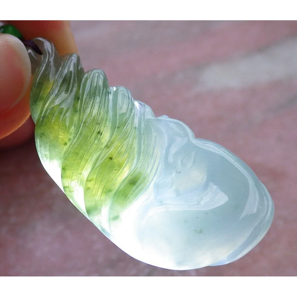 Certified Green Yellow Natural A Jade Nine Tail Fox Kitsune Pendant Necklace - Image 5