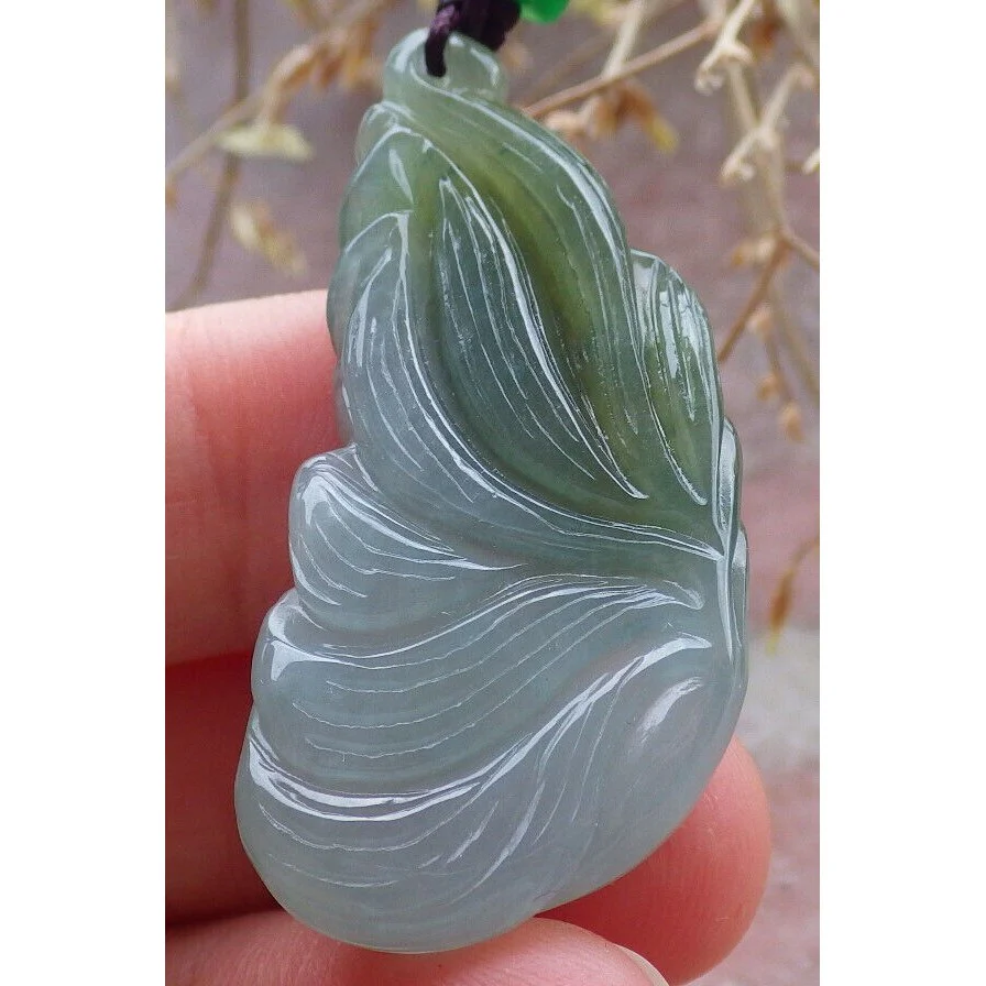 Certified Green Yellow Natural A Jade Nine Tail Fox Kitsune Pendant Necklace - Image 8
