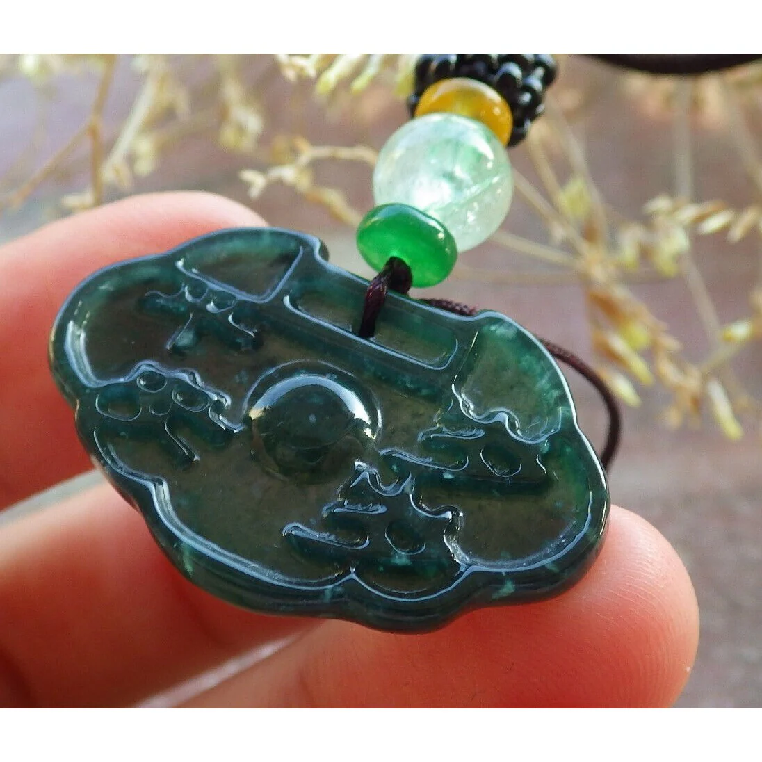 Certified Icy Blue Water Burma 100% A Jade Jadeite Pendant Lock Ruyi Necklace - Image 2