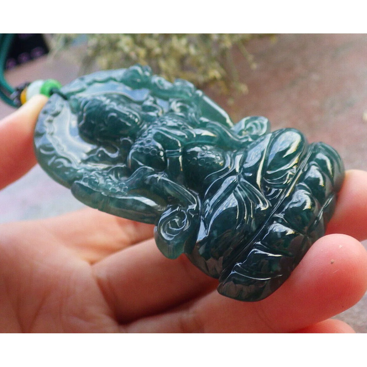 Certified Icy Blue Water Natural A Jade Jadeite Pendant Guanyin Kwan Yin Necklace - Image 2