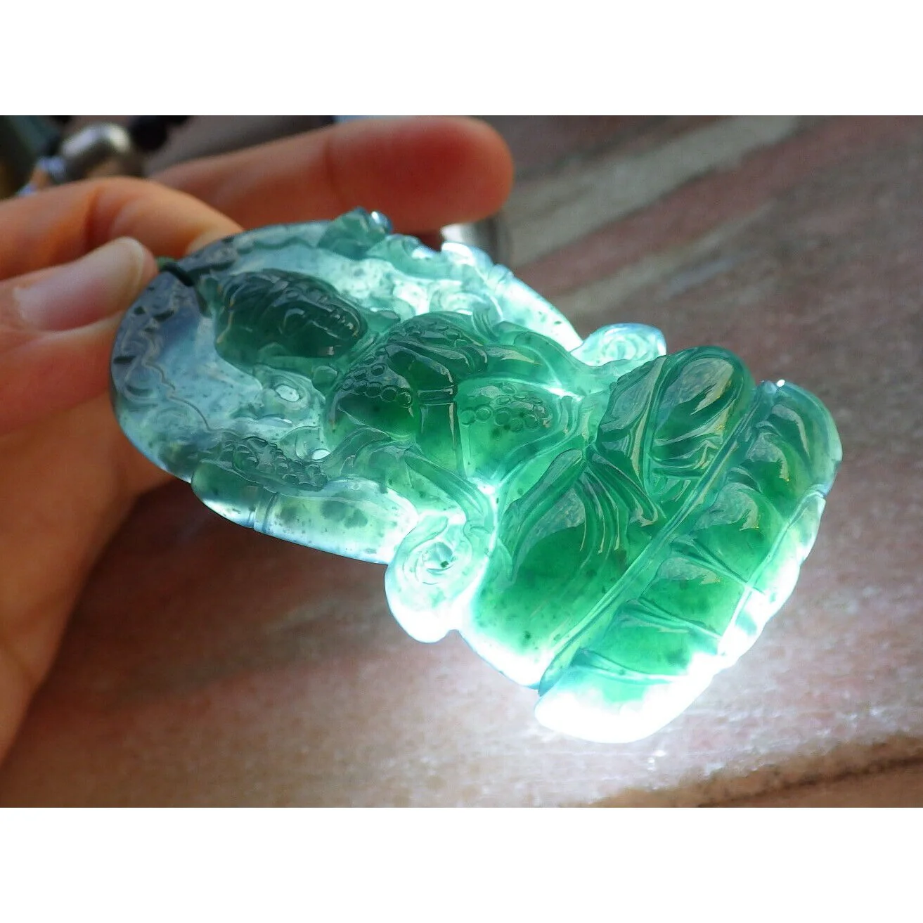 Certified Icy Blue Water Natural A Jade Jadeite Pendant Guanyin Kwan Yin Necklace - Image 3