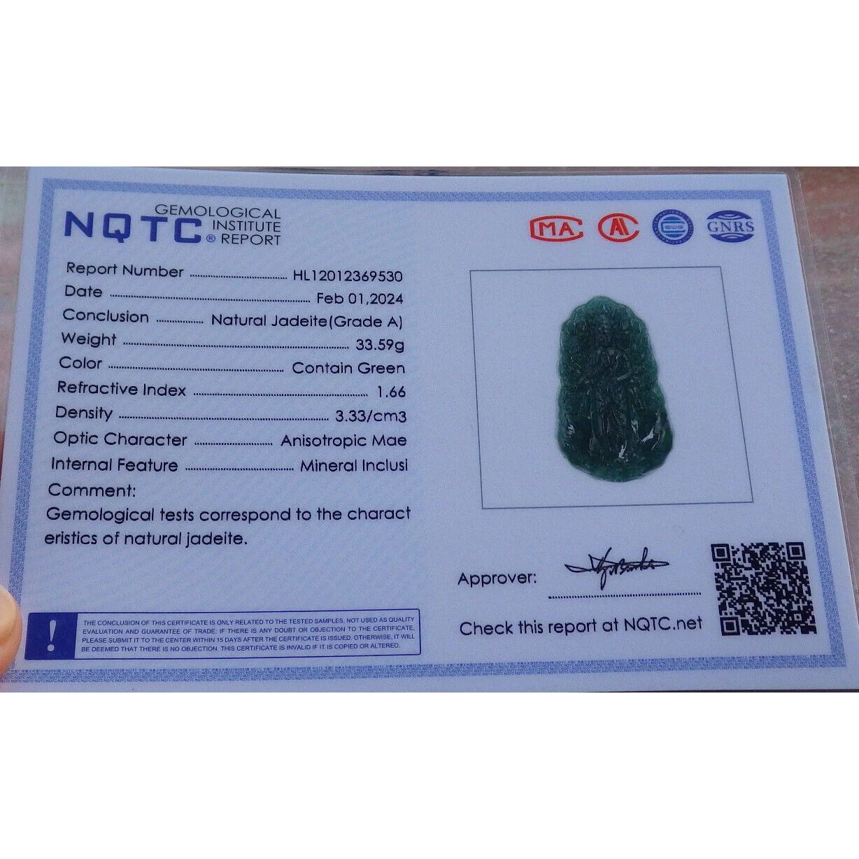 Certified Icy Dark Green Natural A Jade Pendant Guanyin Kwan Yin Necklace - Image 9