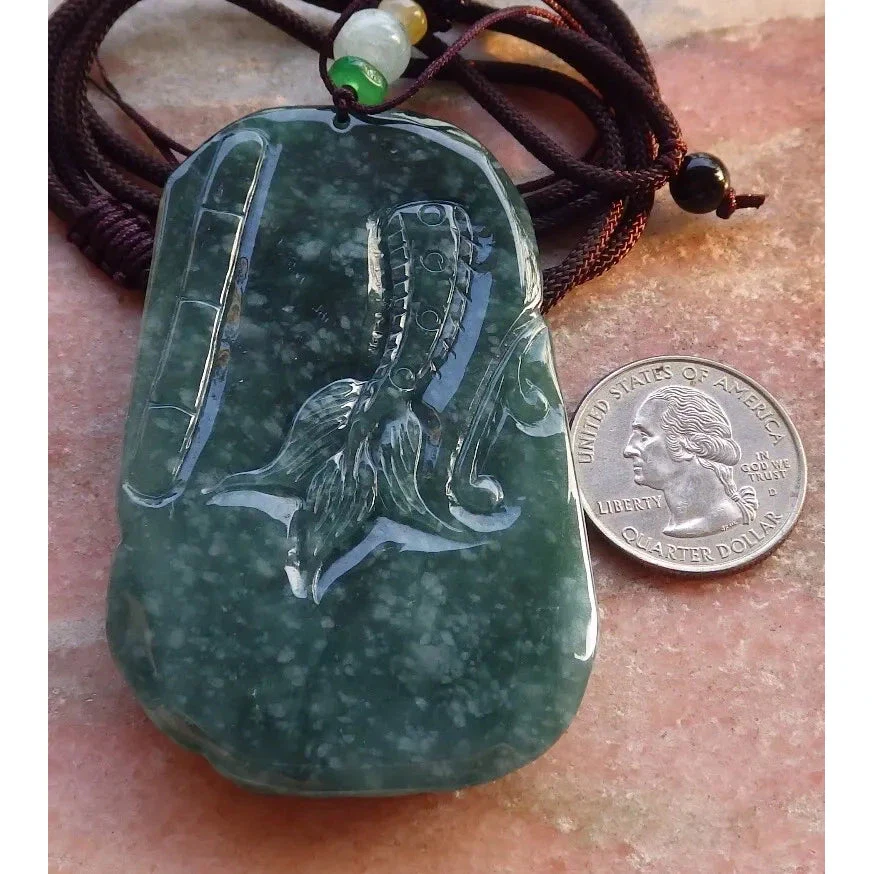 Certified Icy Green 100% Burma Natural A Jade Jadeite Pendant Dragon - Image 8