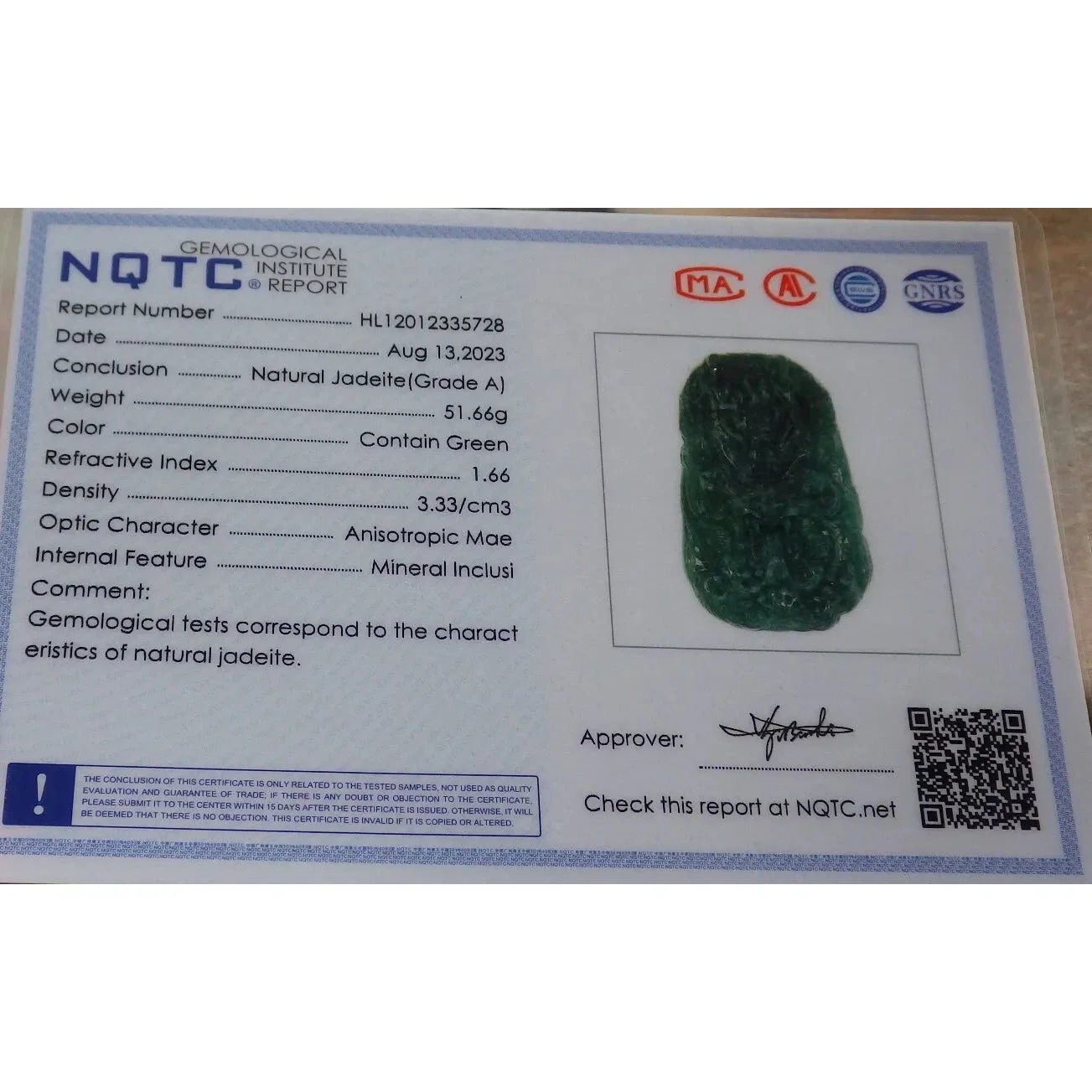 Certified Icy Green 100% Burma Natural A Jade Jadeite Pendant Dragon - Image 9