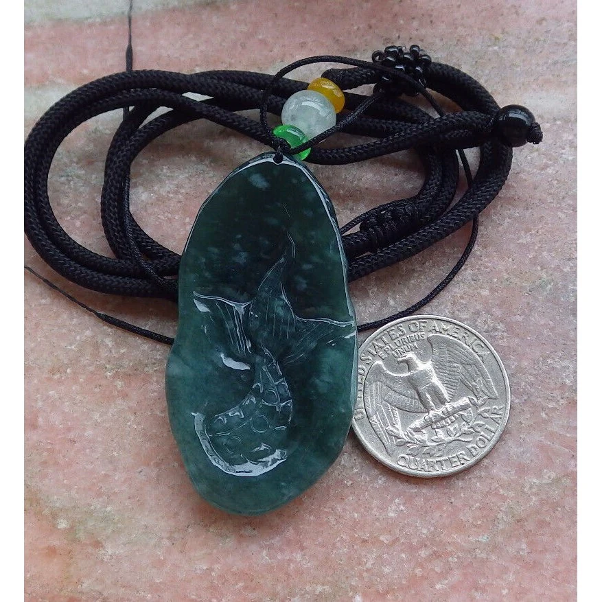 Certified Icy Green 100% Burma Natural A Jade Jadeite Pendant Dragon Necklace - Image 7
