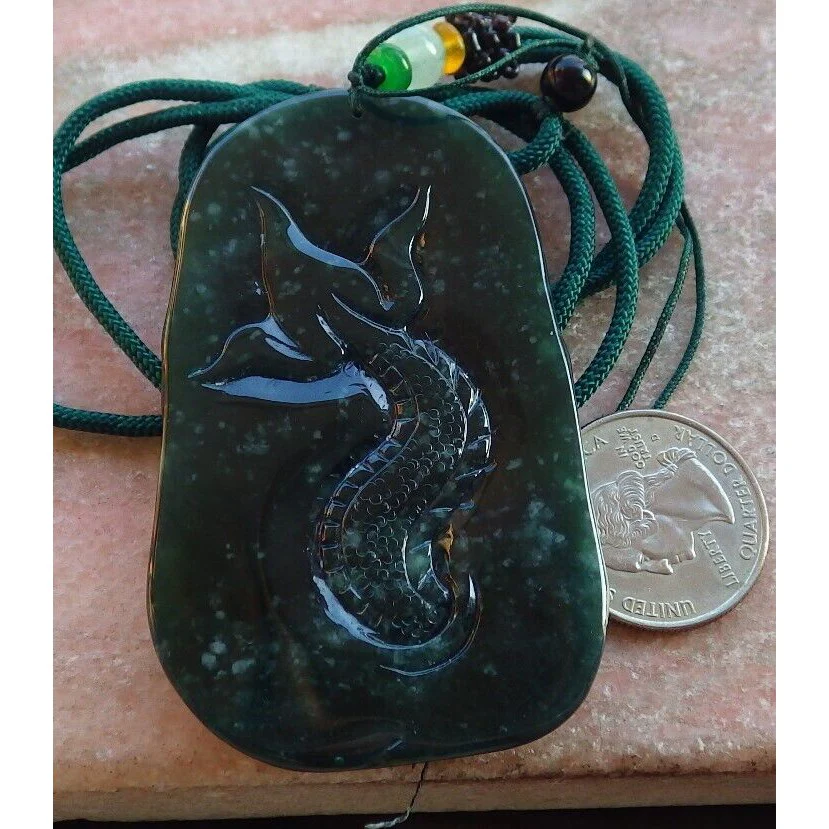 Certified Icy Green 100% Burma Natural A Jade Jadeite Pendant Dragon Necklace - Image 8