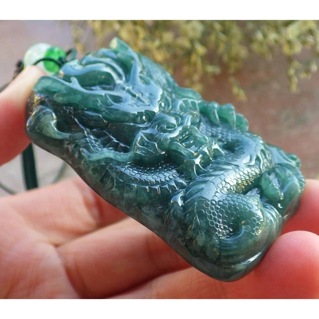 Certified Icy Green 100% Burma Natural A Jade Jadeite Pendant Dragon Necklace - Image 4