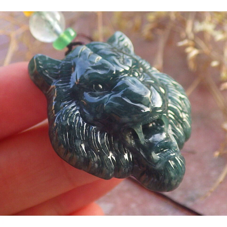 Certified Icy Green Burma 100% Natural A Jade Jadeite Pendant Tiger Necklace - Image 2
