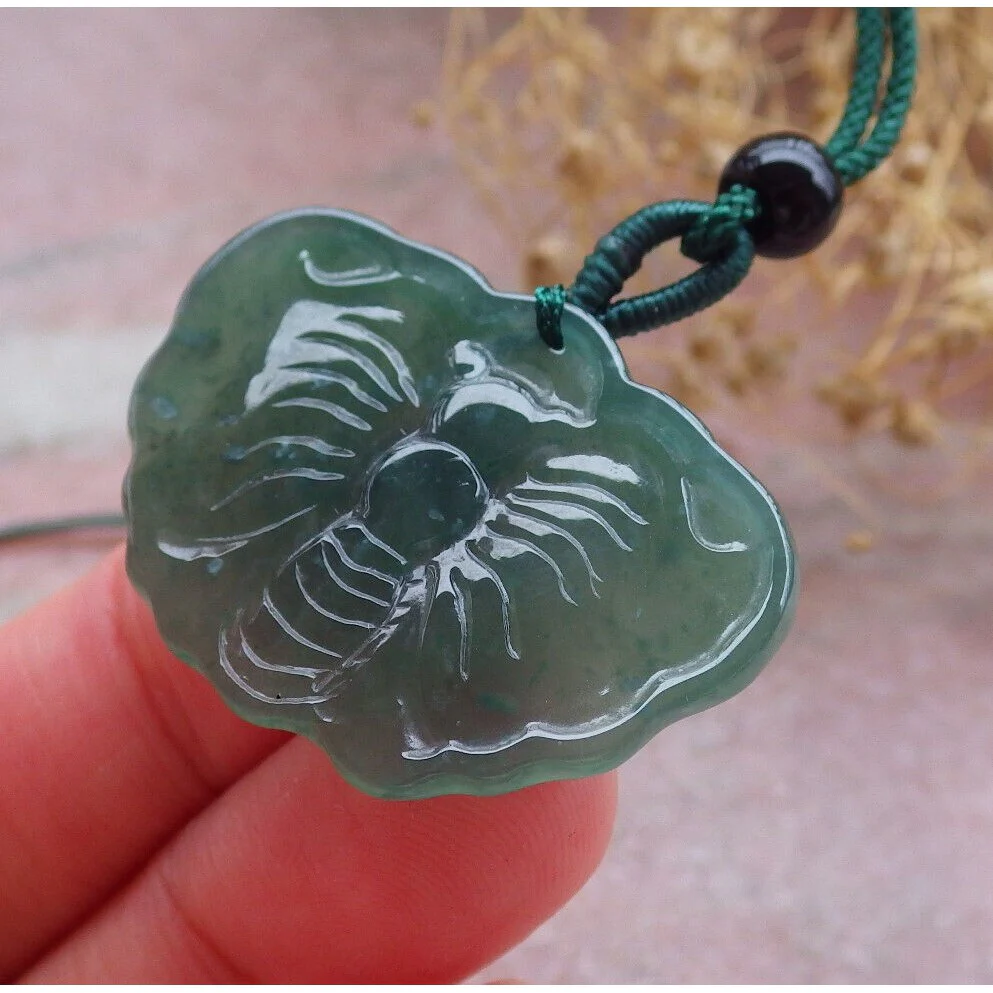 Certified Icy Green Burma Natural A Jade Jadeite Pendant Butterfly Necklace - Image 5