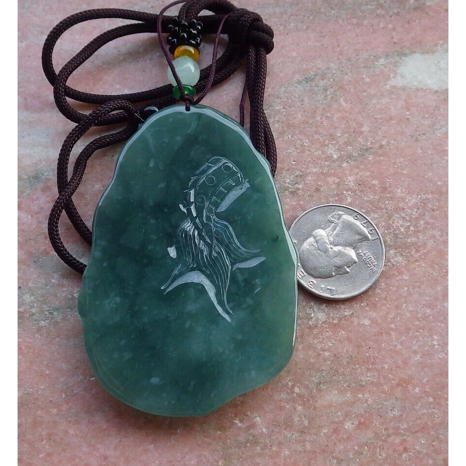 Certified Icy Green Burma Natural A Jade Jadeite Pendant Dragon Necklace - Image 8