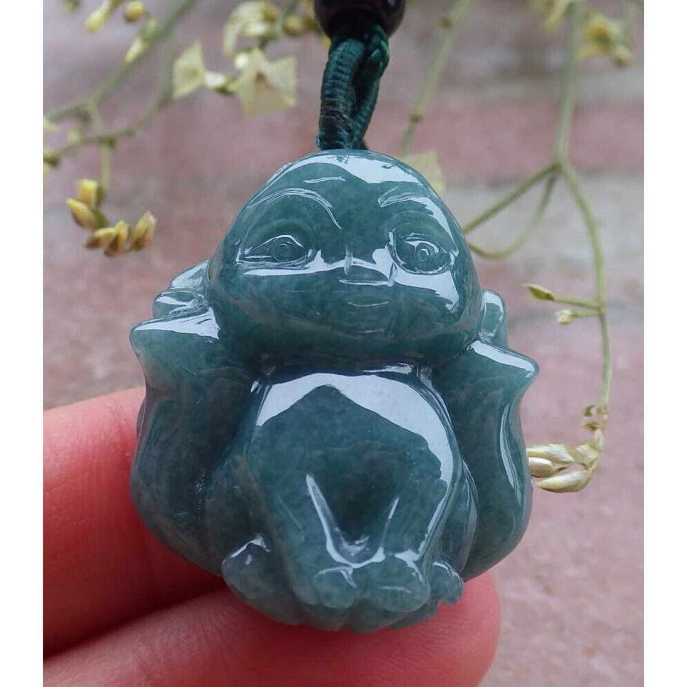 Certified Icy Green Burma Natural A Jade Jadeite Pendant Fox Necklace - Image 15