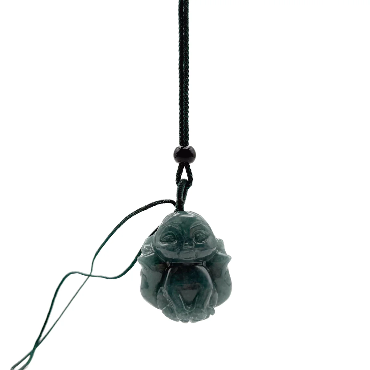 Certified Icy Green Burma Natural A Jade Jadeite Pendant Fox Necklace - Image 7