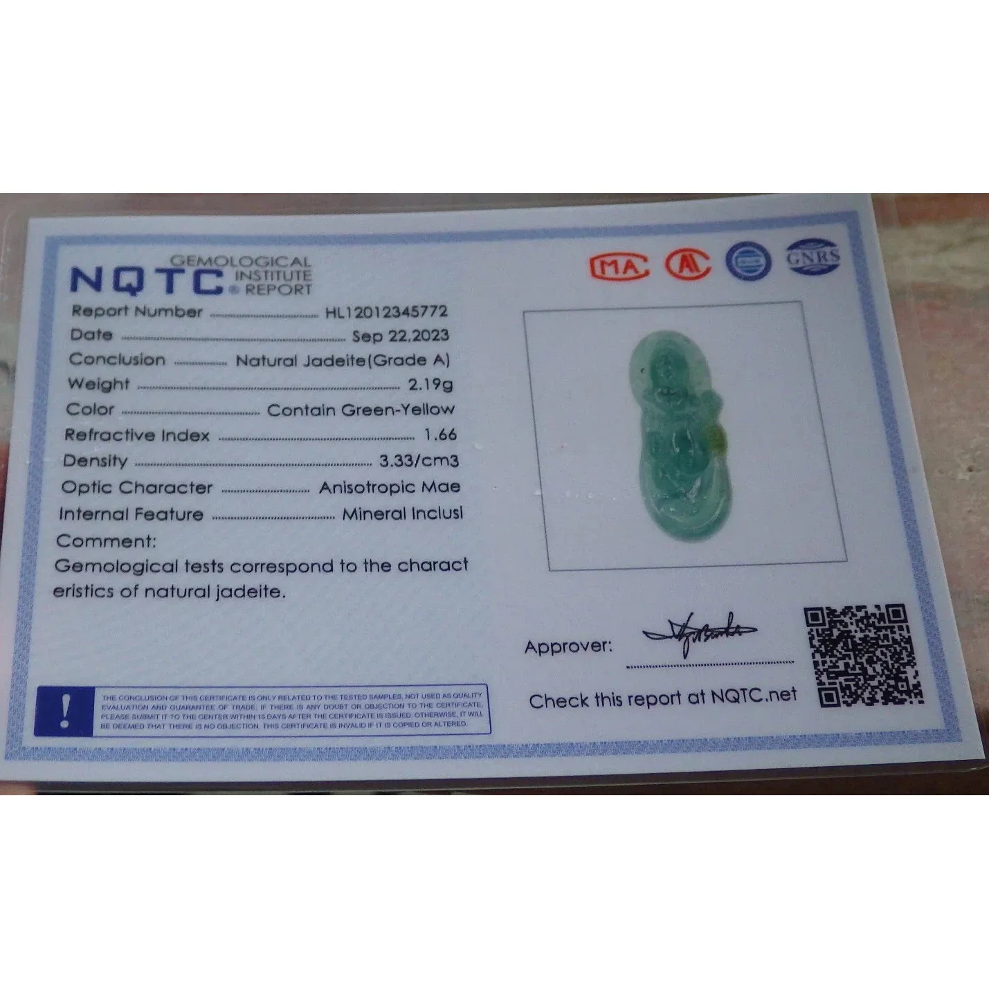 Certified Icy Green Burma Natural A Jade Jadeite Pendant Money God - Image 12