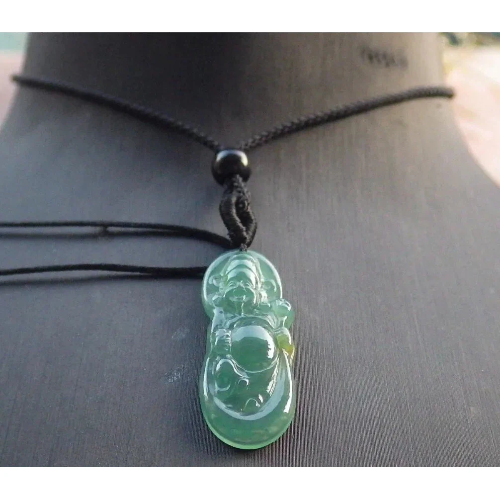 Certified Icy Green Burma Natural A Jade Jadeite Pendant Money God - Image 2