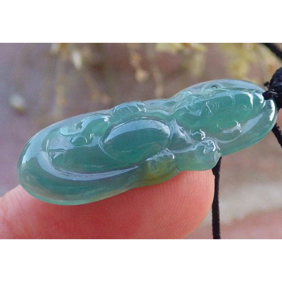 Certified Icy Green Burma Natural A Jade Jadeite Pendant Money God - Image 3