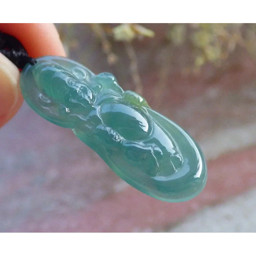 Certified Icy Green Burma Natural A Jade Jadeite Pendant Money God - Image 4