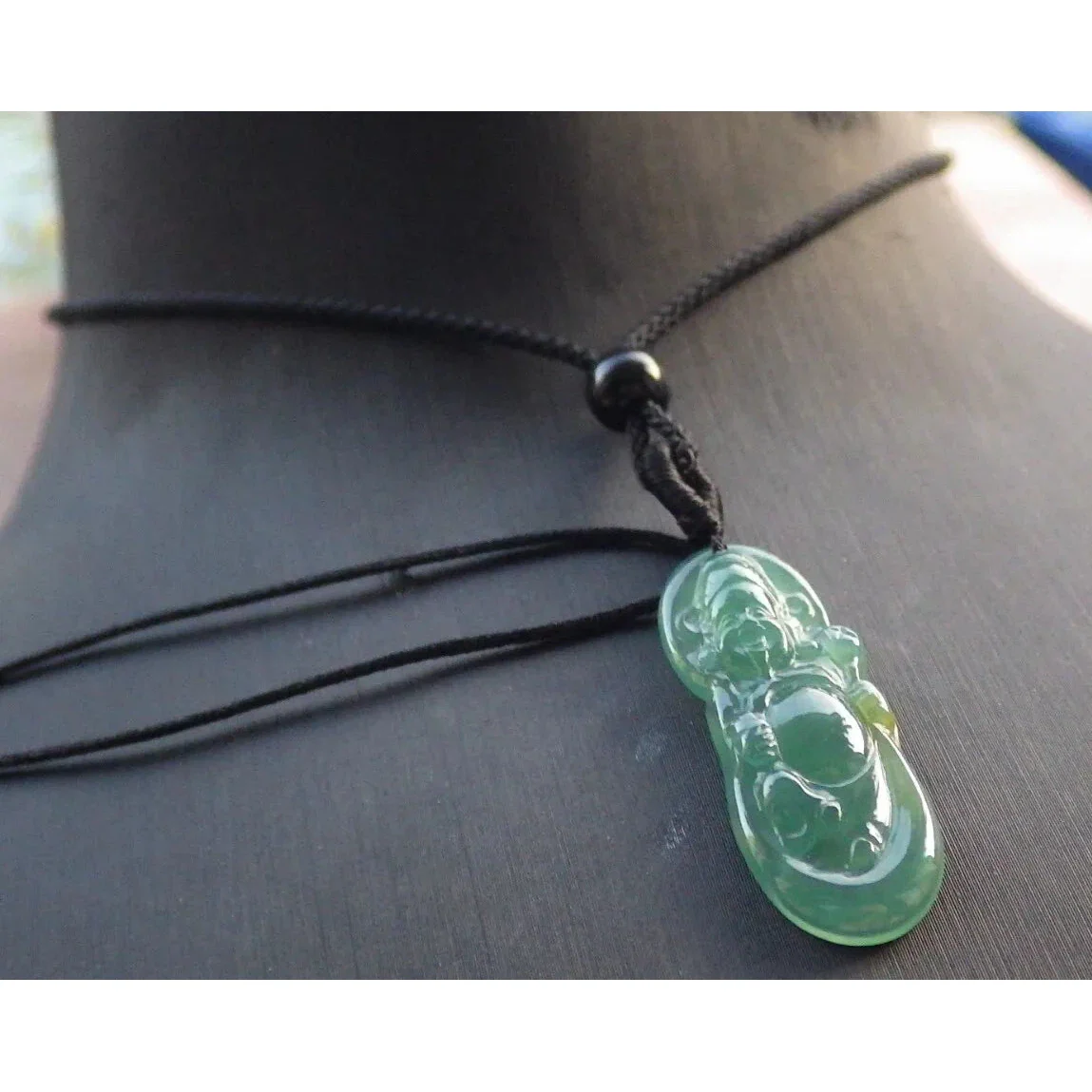 Certified Icy Green Burma Natural A Jade Jadeite Pendant Money God - Image 9