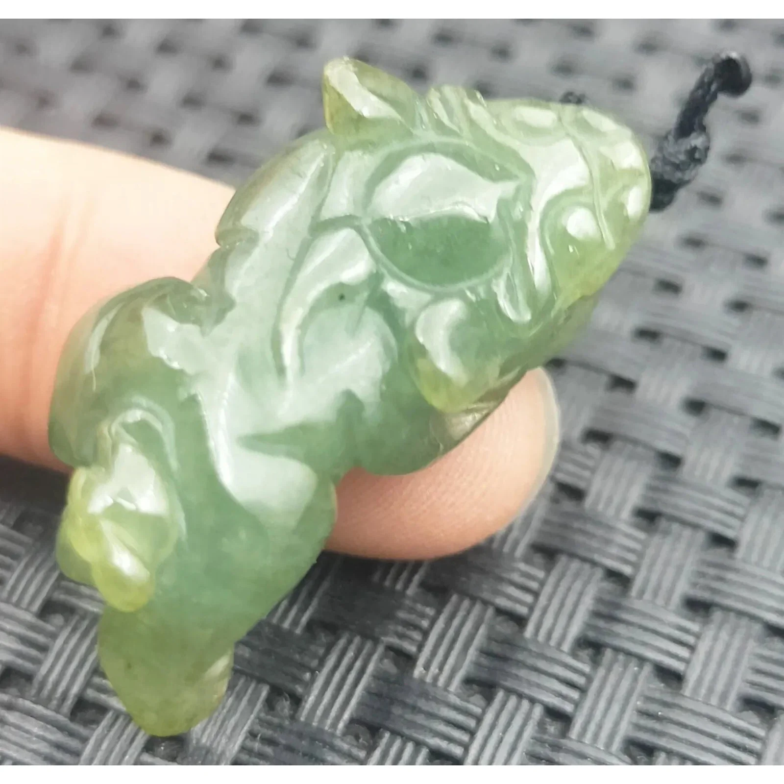 Certified Icy Green Natural A Jade Jadeite Carved Dragon Pi Xiu Coin Pendant - Image 3