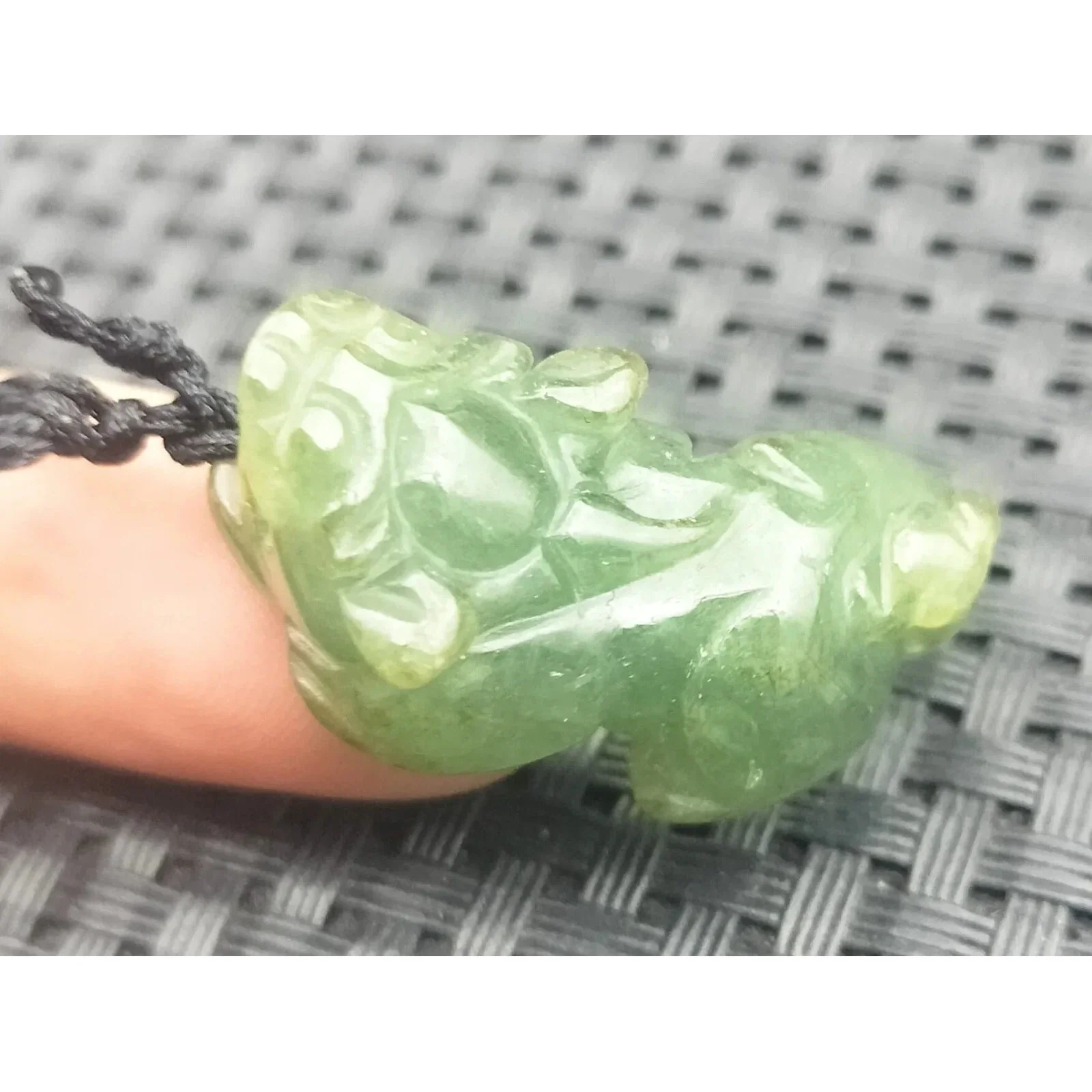 Certified Icy Green Natural A Jade Jadeite Carved Dragon Pi Xiu Coin Pendant - Image 6