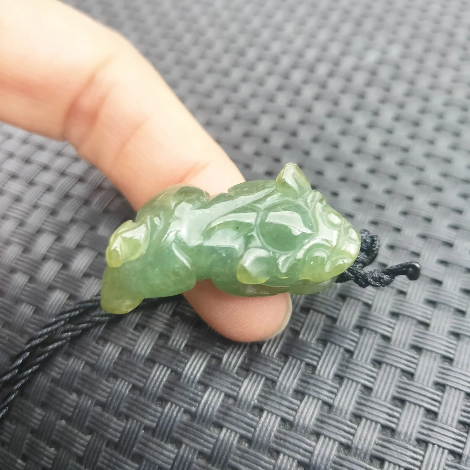 Certified Icy Green Natural A Jade Jadeite Carved Dragon Pi Xiu Coin Pendant - Image 7