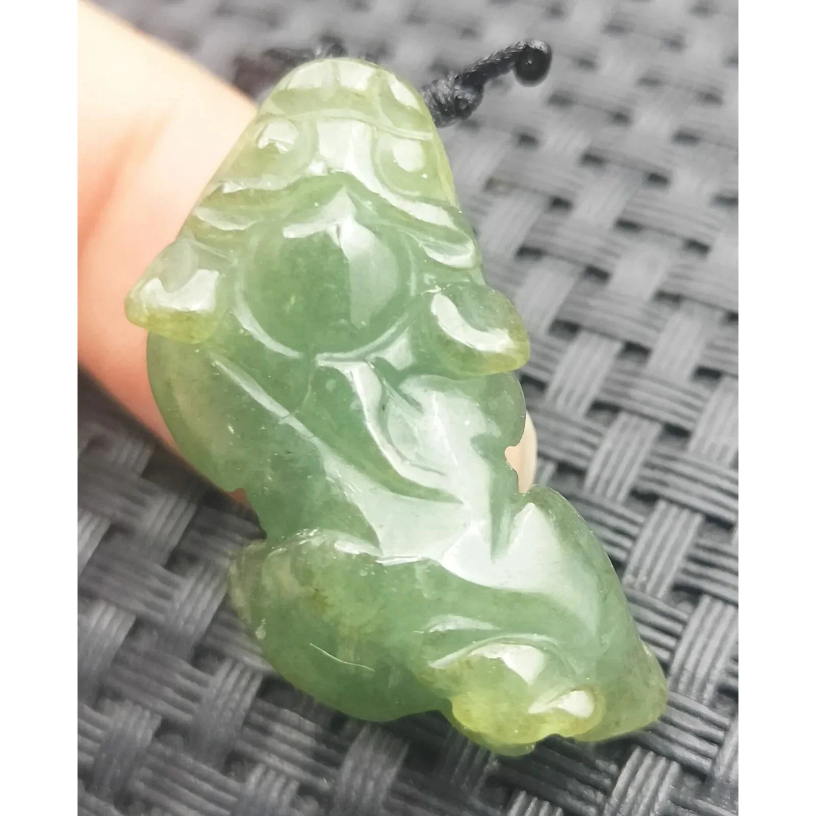 Certified Icy Green Natural A Jade Jadeite Carved Dragon Pi Xiu Coin Pendant - Image 8