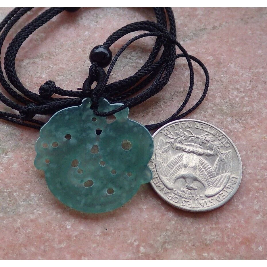 Certified Icy Green Natural A Jade Jadeite Pendant Dragon Circle Necklace - Image 6
