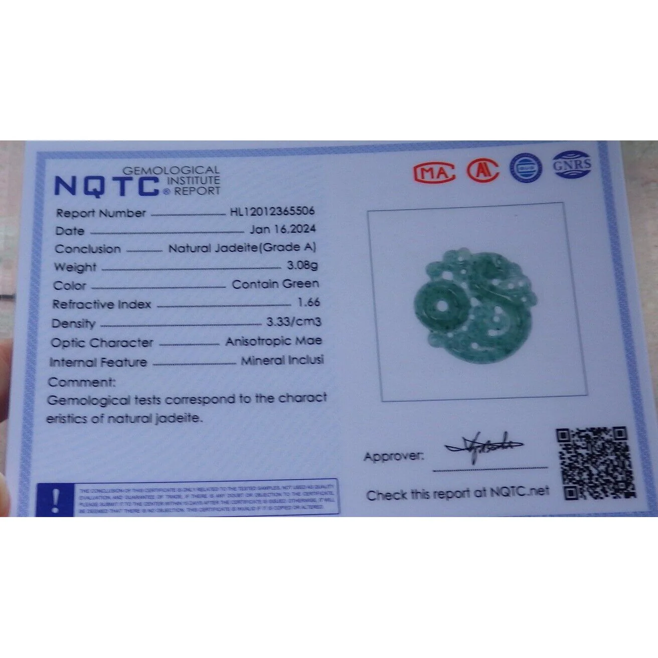 Certified Icy Green Natural A Jade Jadeite Pendant Dragon Circle Necklace - Image 7