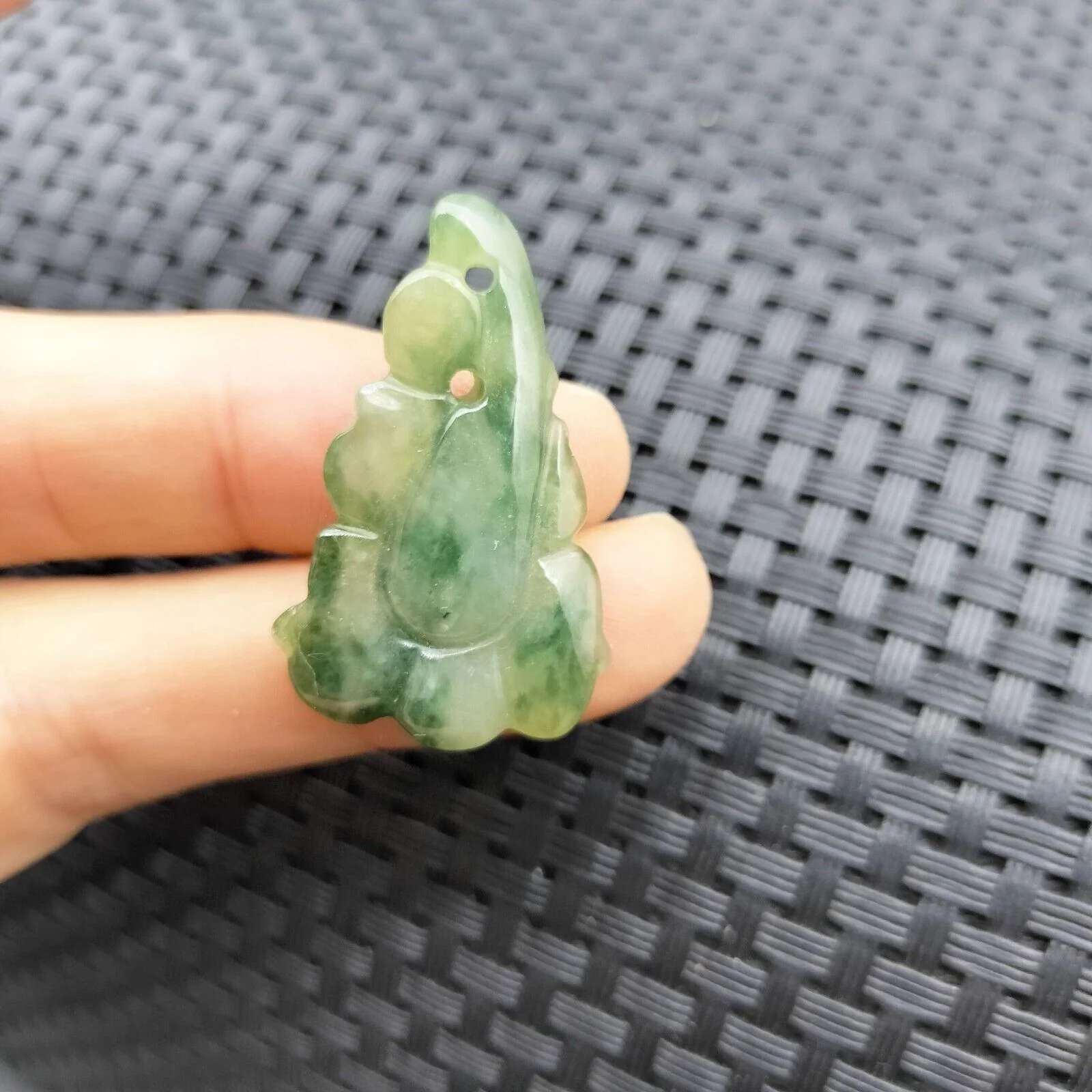 Certified Icy Green Natural Type A Jade Jadeite Carved Pendant Morning Glory Flower Necklace - Image 2