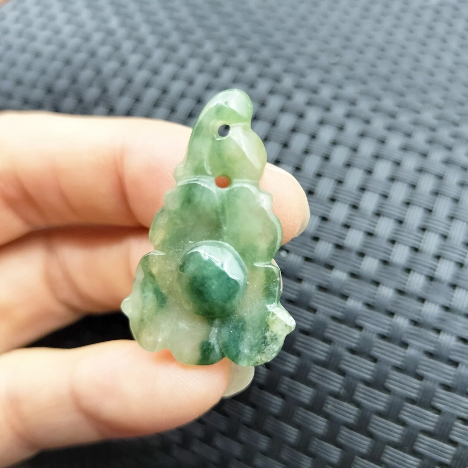 Certified Icy Green Natural Type A Jade Jadeite Carved Pendant Morning Glory Flower Necklace - Image 3
