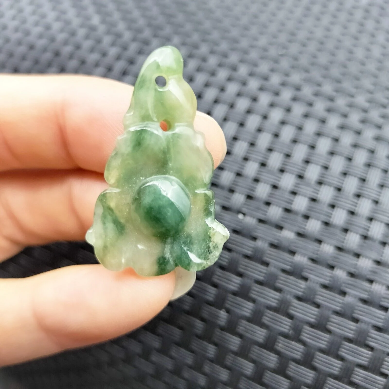 Certified Icy Green Natural Type A Jade Jadeite Carved Pendant Morning Glory Flower Necklace - Image 4