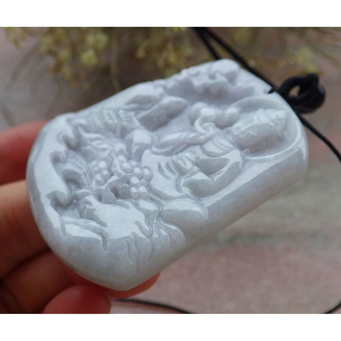 Certified Lavender A Jade Jadeite Pendant Landscape Painting Guanyin Necklace - Image 5