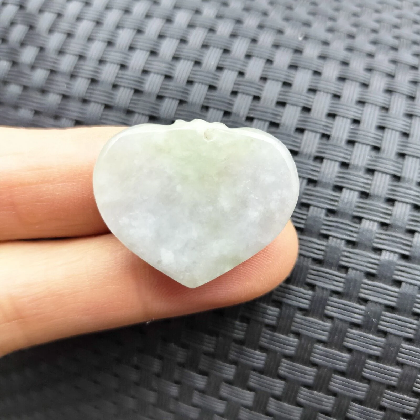 Certified Lavender Burma Natural Jade Jadeite Carved Hand Heart Pendant Grade A - Image 3