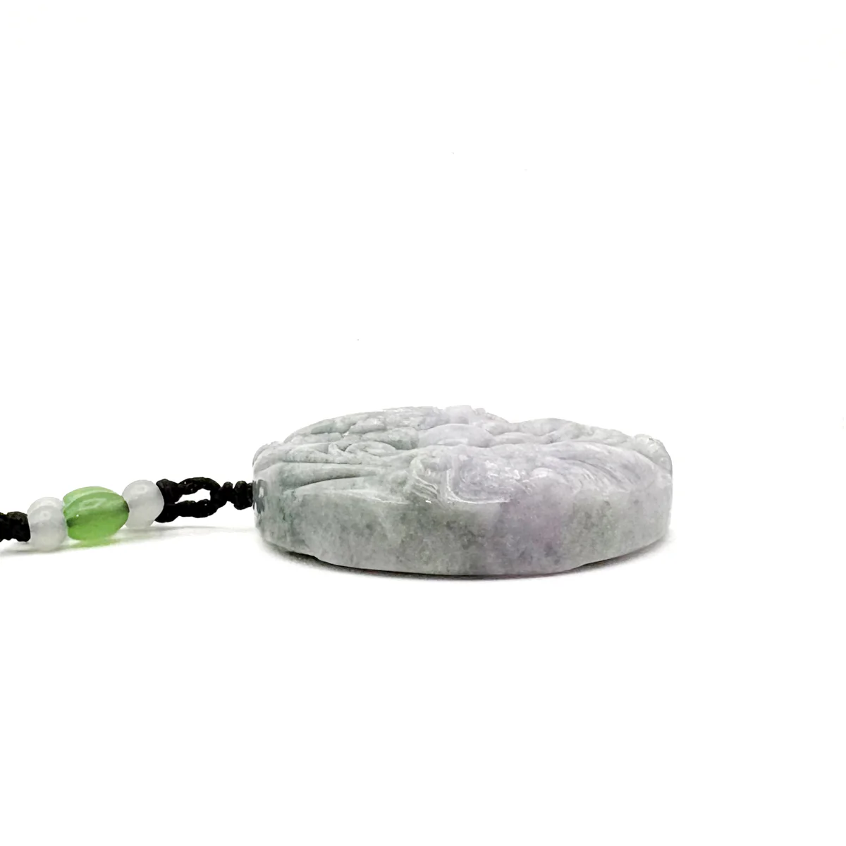 Certified Lavender Green Natural A Jade Jadeite Carved 2 Dragons Bead Pendant - Image 12