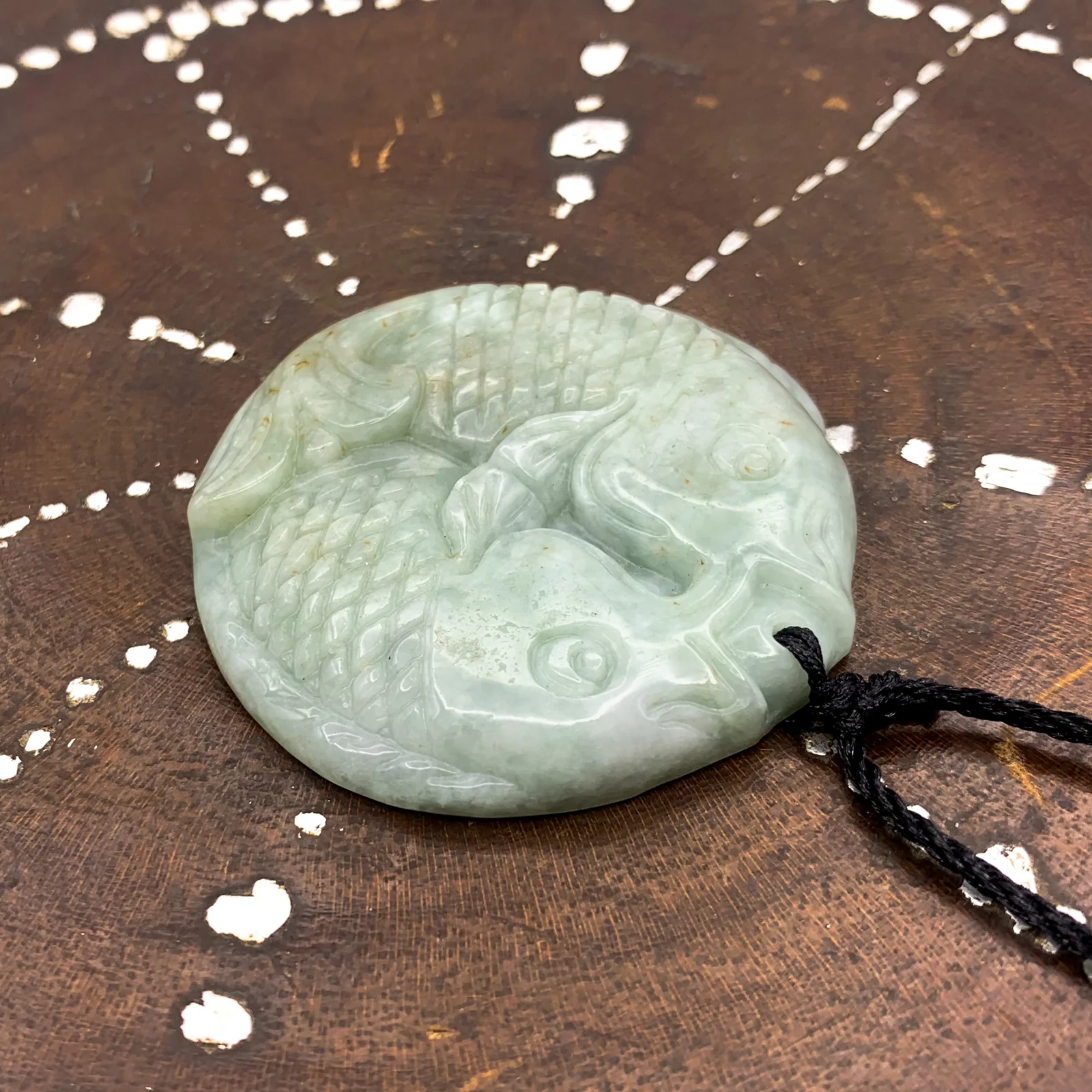 Certified Green Natural Jade Jadeite Carved Double Fish Happiness in Marriage Pendant - Image 5