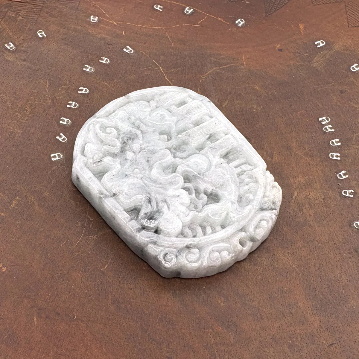 Certified Lavender Green Natural A Jadeite Carved Gain Quick Success Pendant - Image 3
