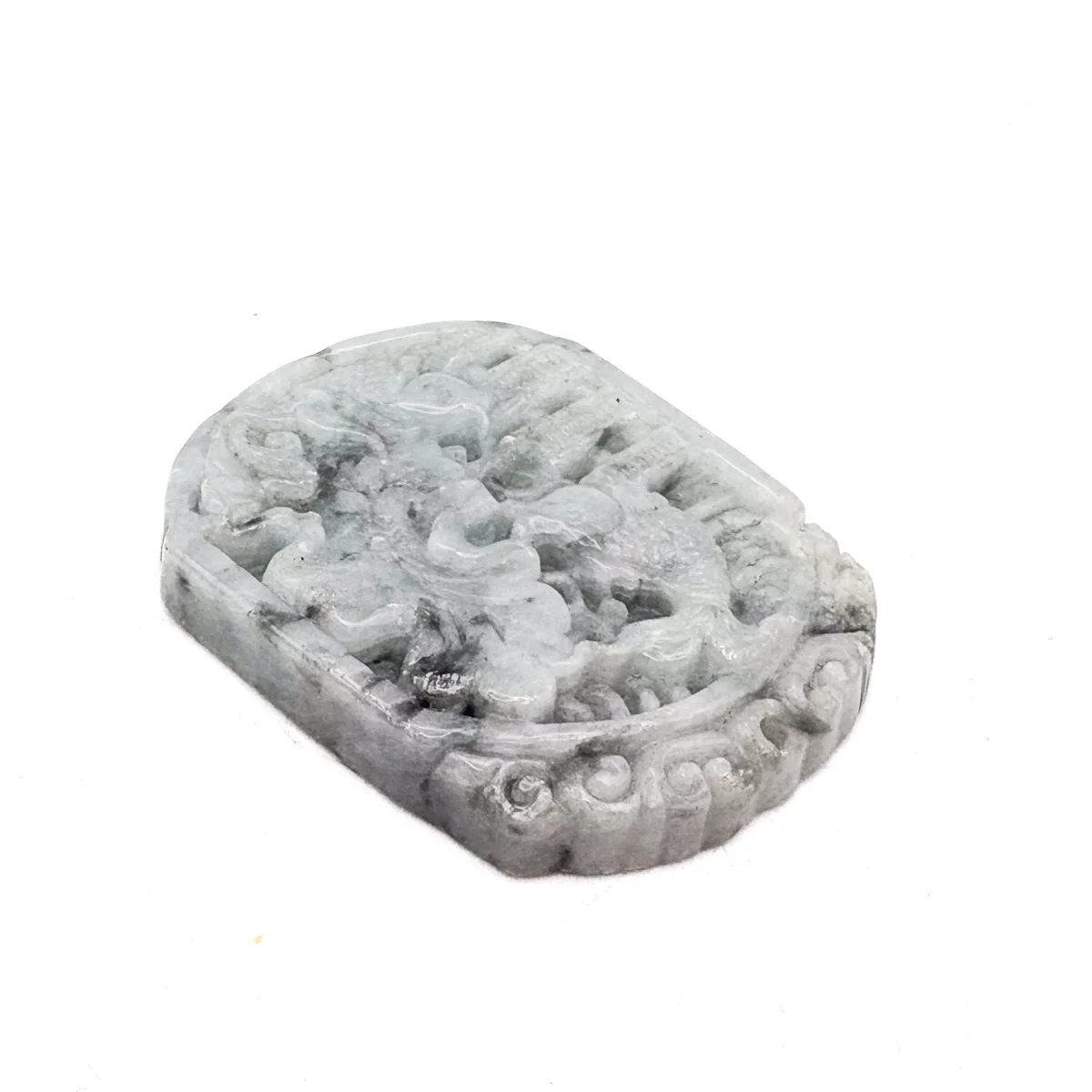 Certified Lavender Green Natural A Jadeite Carved Gain Quick Success Pendant - Image 4