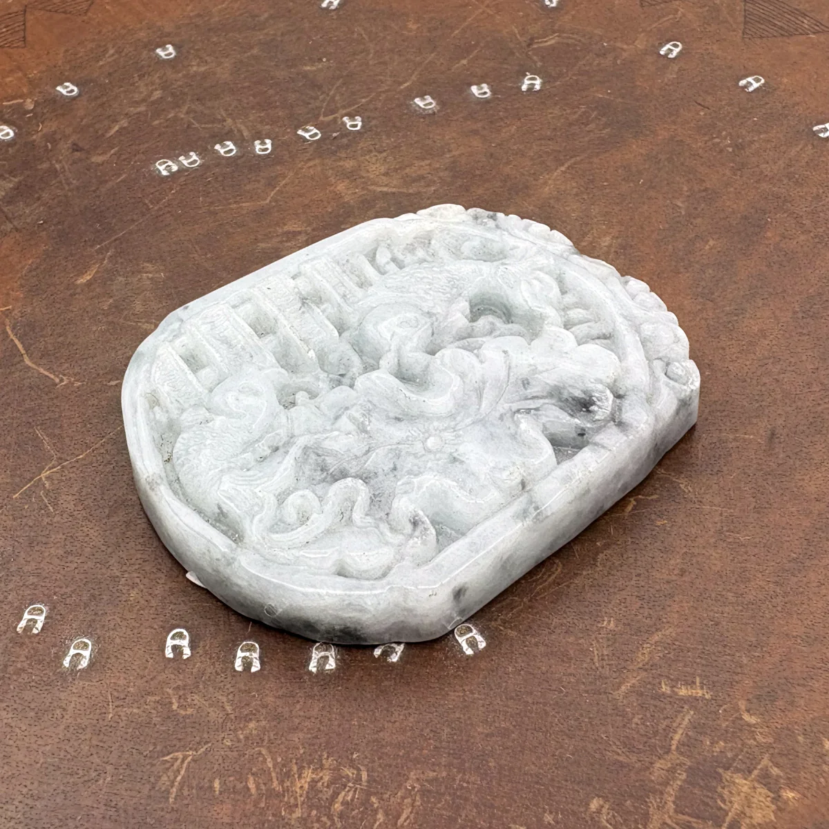 Certified Lavender Green Natural A Jadeite Carved Gain Quick Success Pendant - Image 5