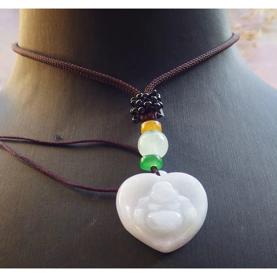 Certified Lavender Natural A Jade Jadeite Pendant Buddha God Heart - Image 2