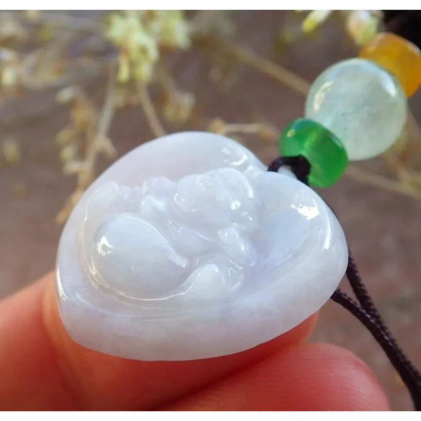Certified Lavender Natural A Jade Jadeite Pendant Buddha God Heart - Image 3