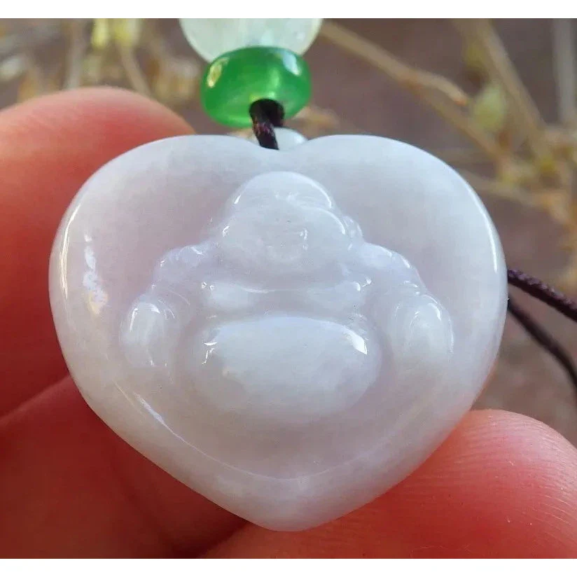 Certified Lavender Natural A Jade Jadeite Pendant Buddha God Heart - Image 5