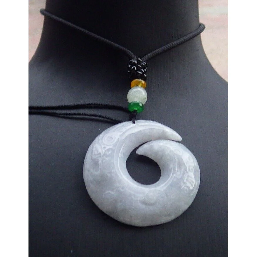 Certified Lavender Natural A Jade Jadeite Pendant Old Dragon Circle - Image 2