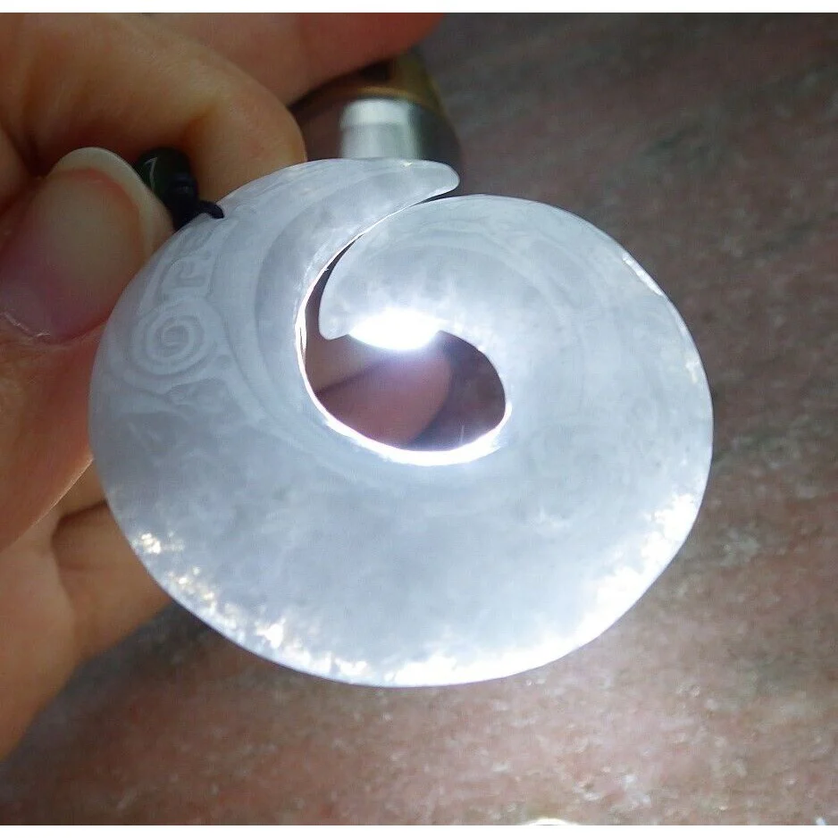 Certified Lavender Natural A Jade Jadeite Pendant Old Dragon Circle - Image 6