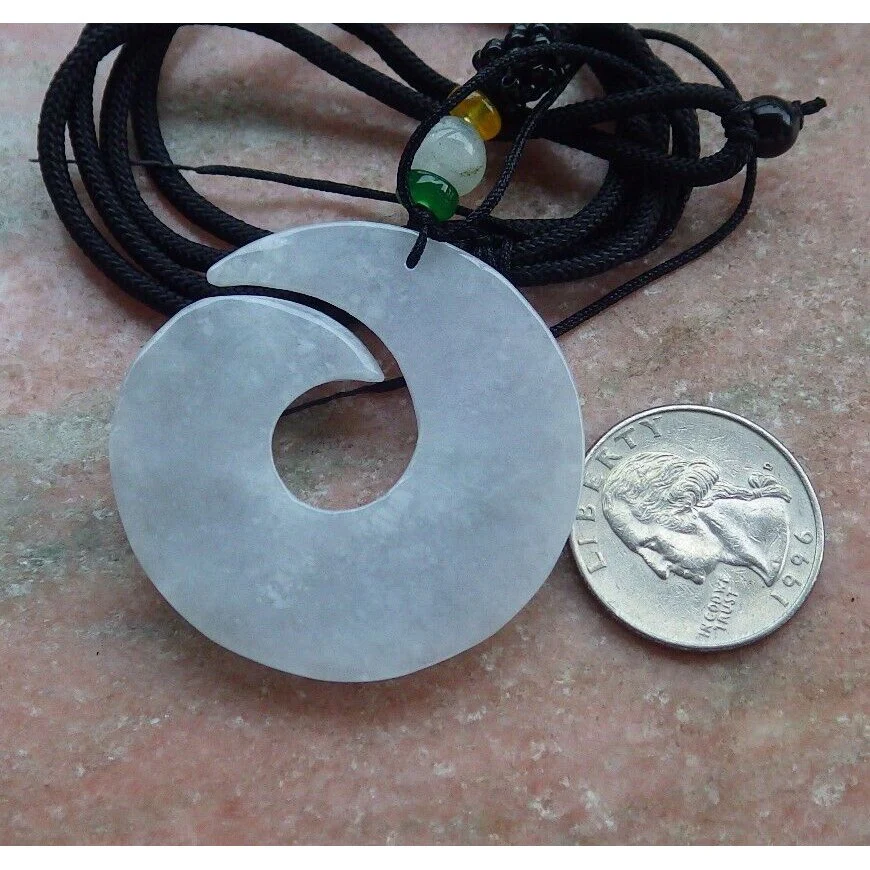 Certified Lavender Natural A Jade Jadeite Pendant Old Dragon Circle - Image 7