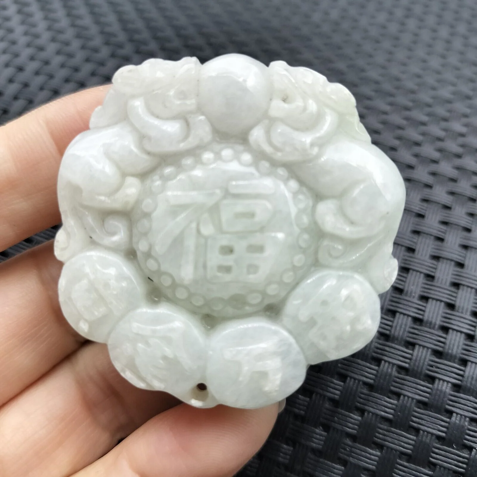 Certified Lavender Natural A Jadeite Carved Double Dragon Pi Xiu Blessing Pendant - Image 3
