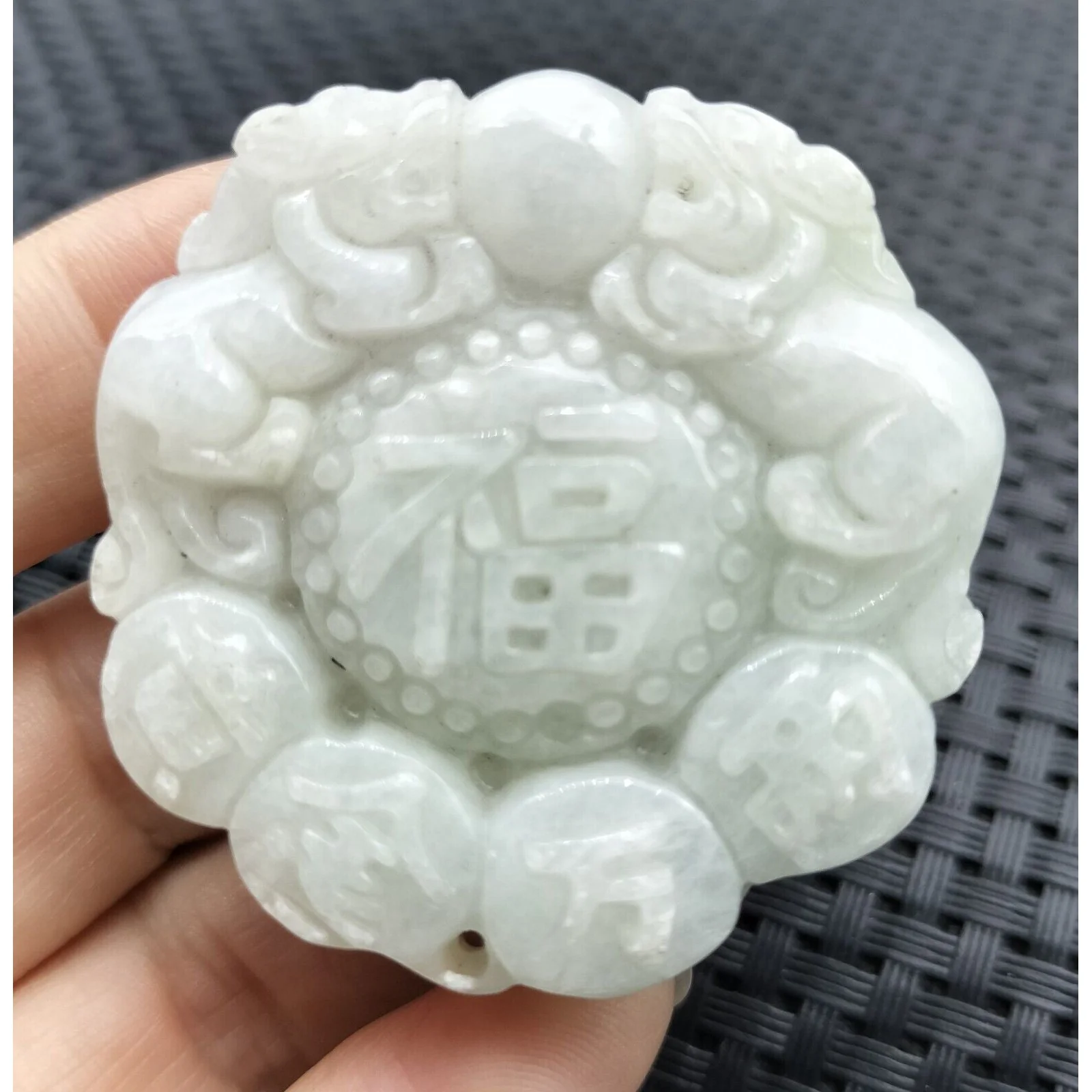 Certified Lavender Natural A Jadeite Carved Double Dragon Pi Xiu Blessing Pendant - Image 4