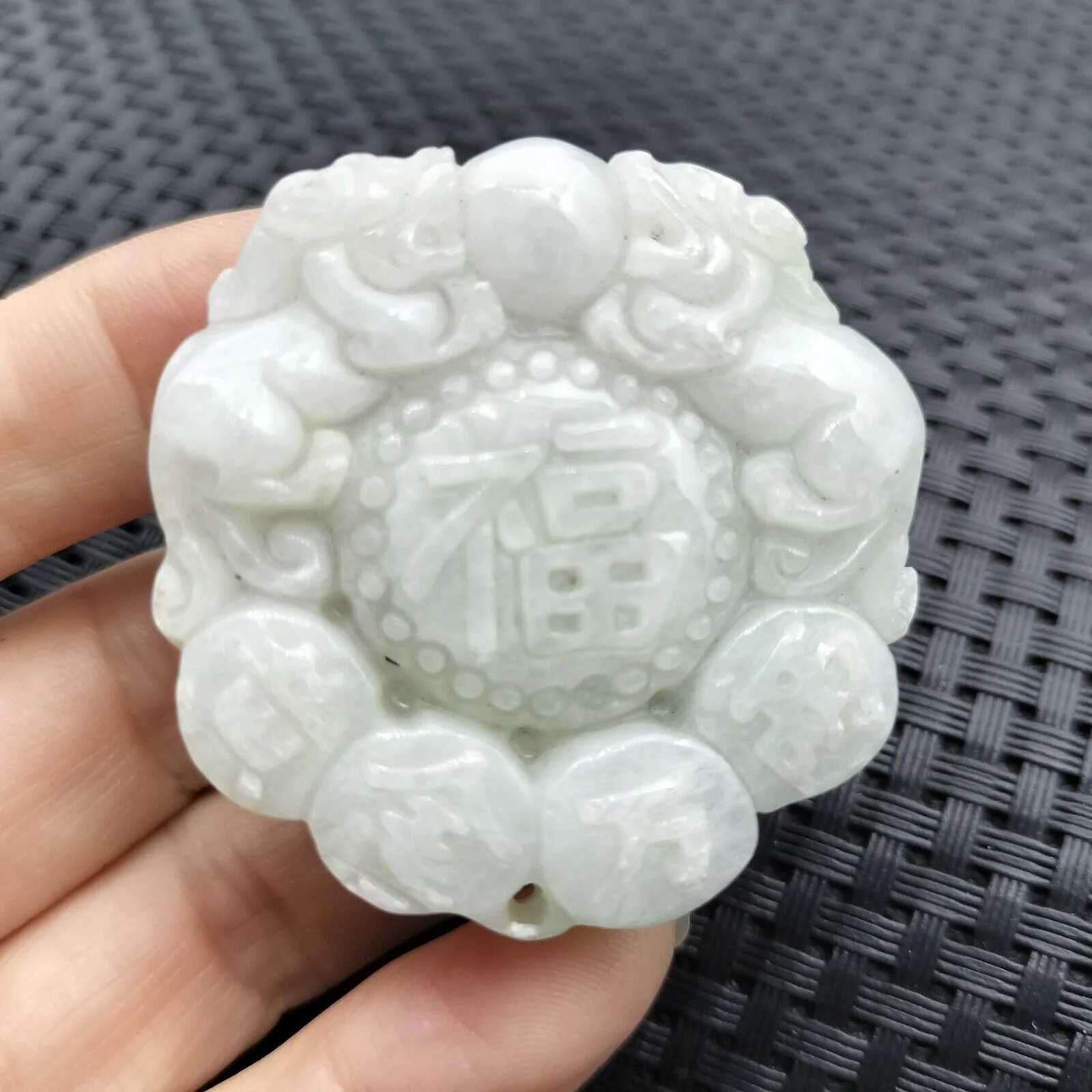Certified Lavender Natural A Jadeite Carved Double Dragon Pi Xiu Blessing Pendant - Image 5
