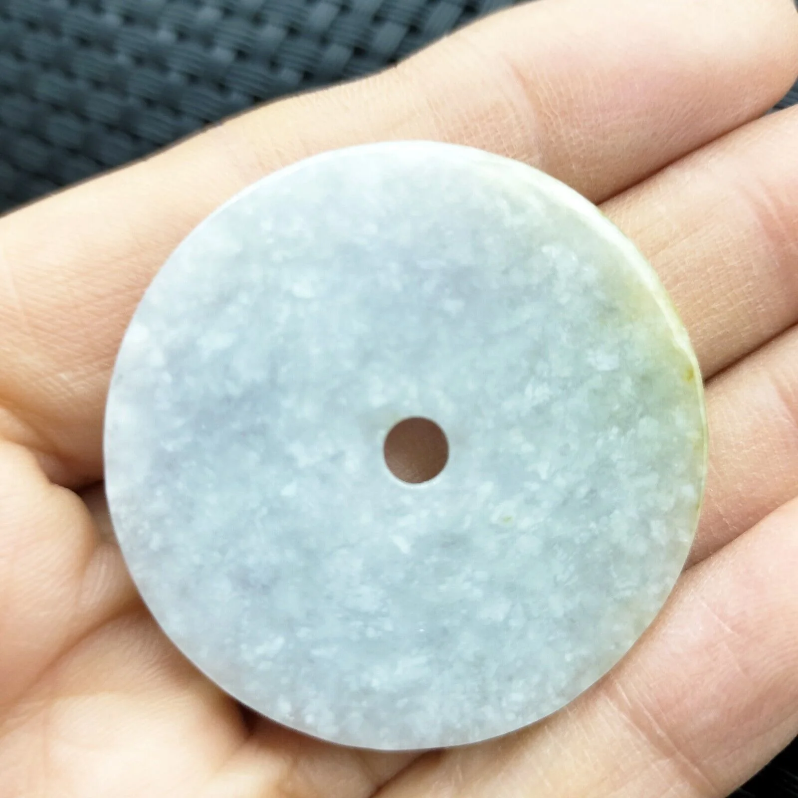 Certified Lavender Natural A Jadeite Pendant Orchid Flower Circle Donut - Image 4