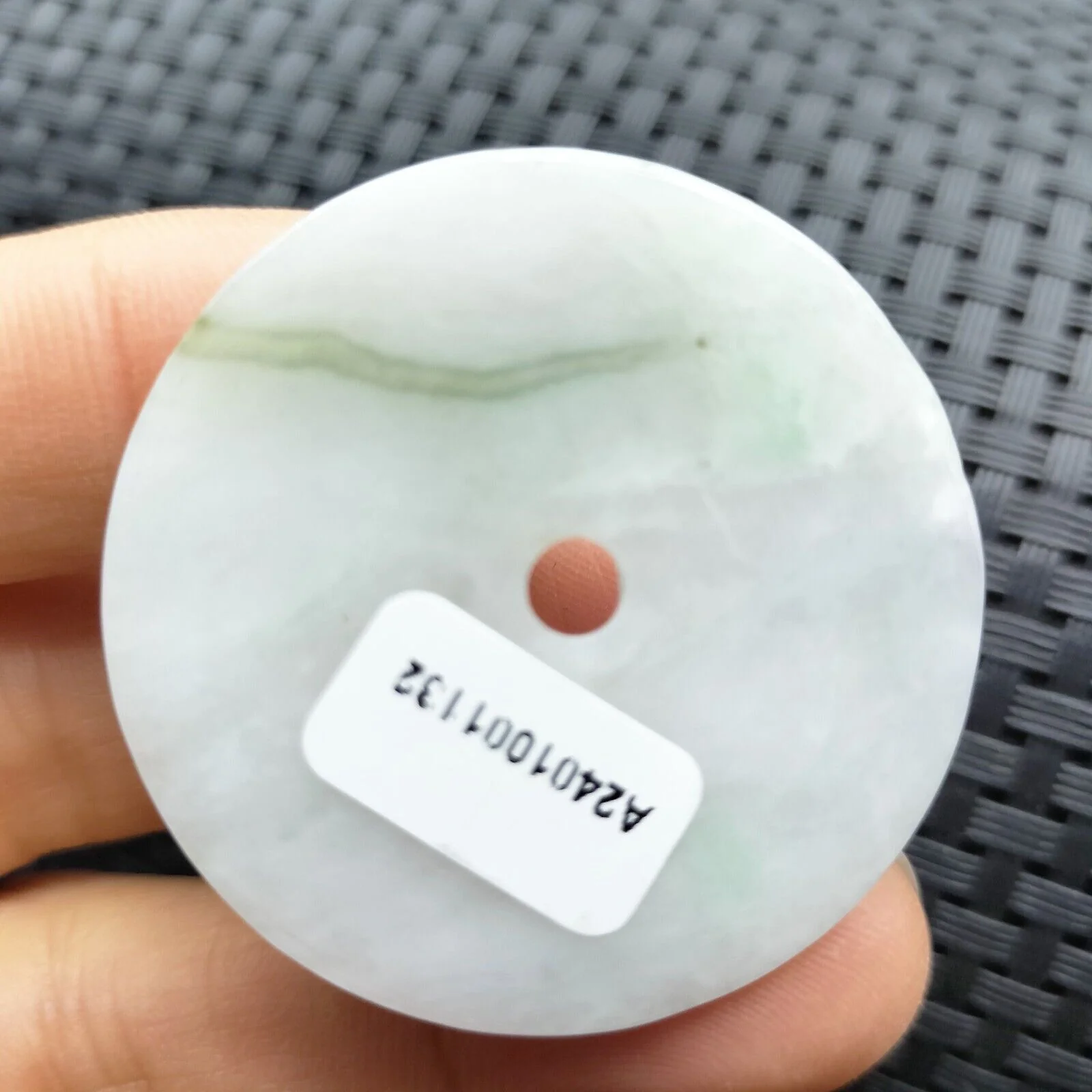 Certified Lavender Natural A Jadeite Pendant Orchid Flower Circle Donut - Image 5